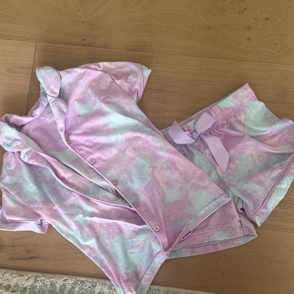 Sleep On It Pink Tie-Dye Stars Girls Pajama Set
